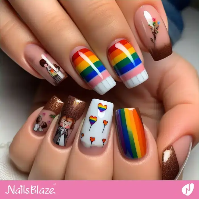 LGBT Wedding-inspired Nail Design | Pride | LGBTQIA2S+ Nails - NB2048